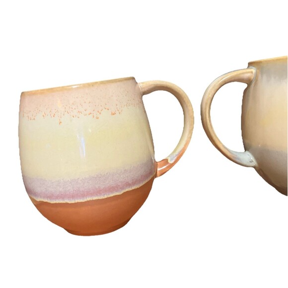 Ceramic Pottery Cabin style Urban Coffee Mugs 12-16 oz Drip Glaze- Set Of 2 - Picture 10 of 16